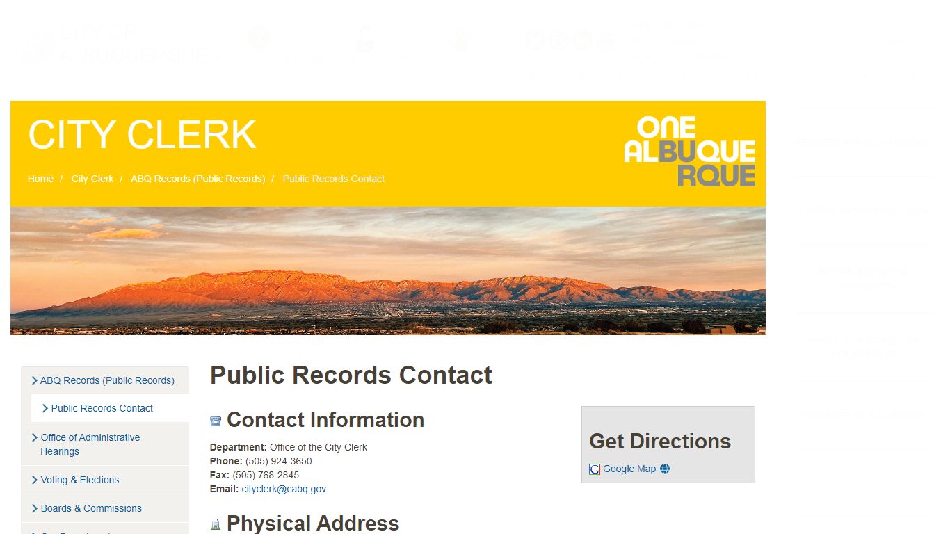 Public Records Contact — City of Albuquerque